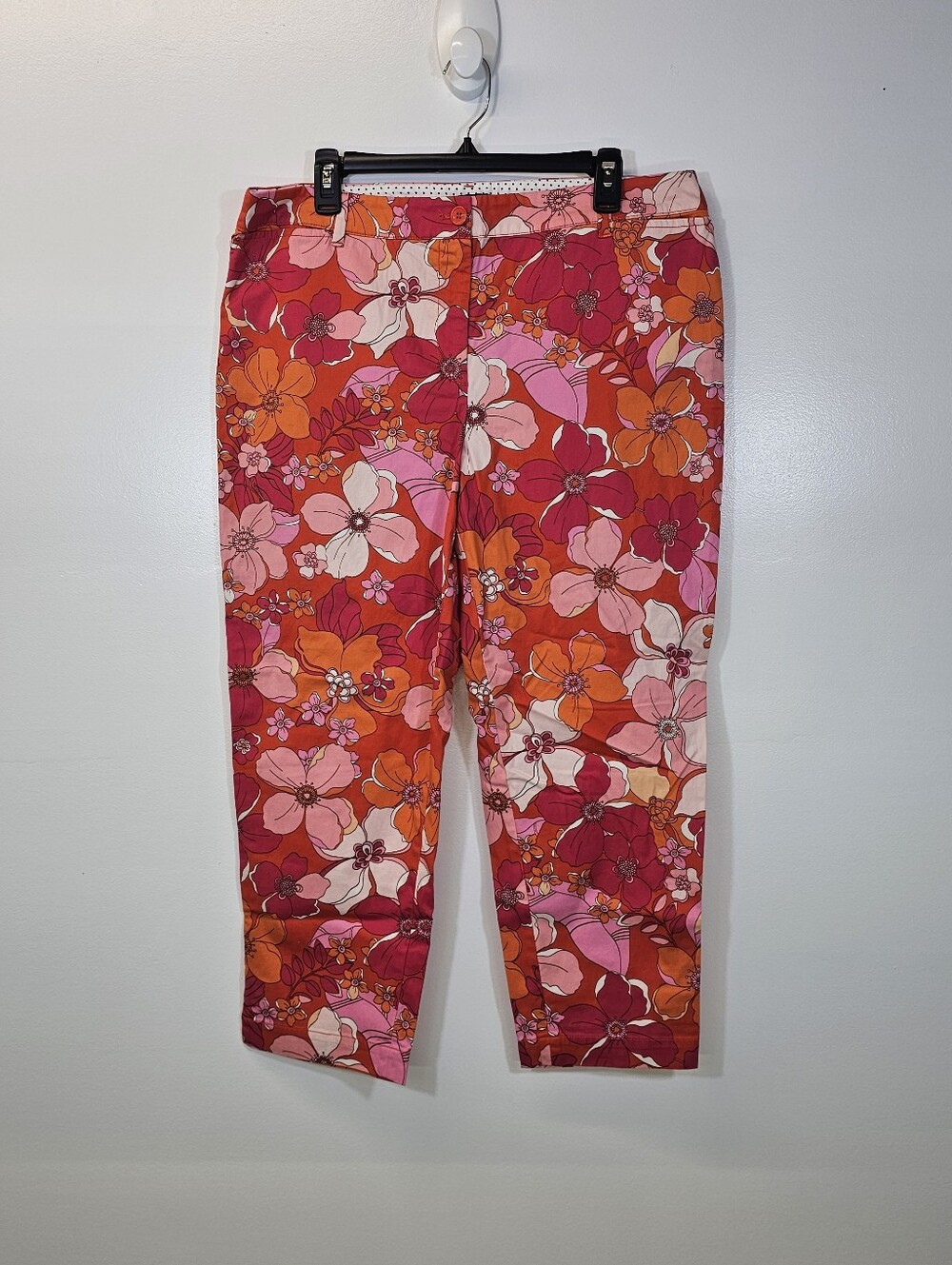 Talbots Floral Print Pink & Orange Crop Pant